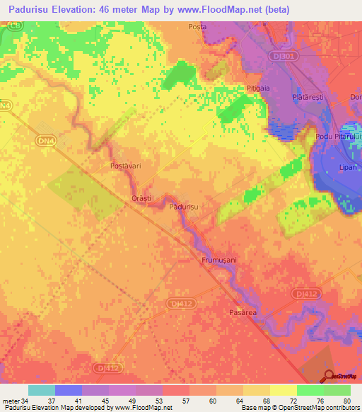 Padurisu,Romania Elevation Map