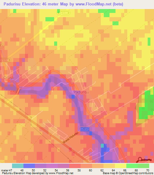 Padurisu,Romania Elevation Map