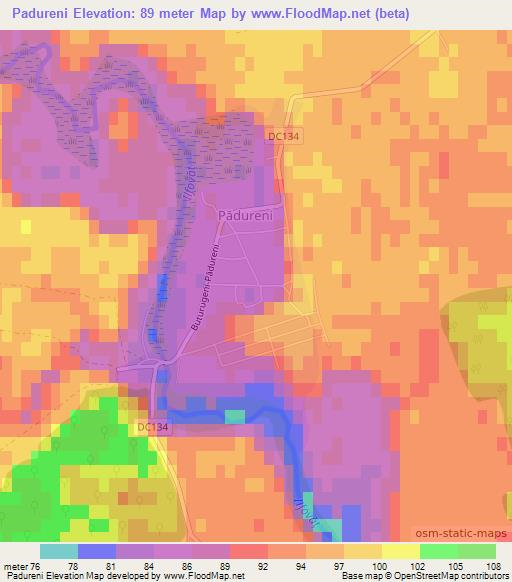 Padureni,Romania Elevation Map