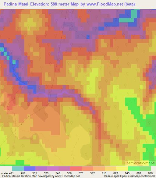 Padina Matei,Romania Elevation Map