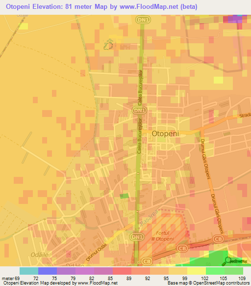 Otopeni,Romania Elevation Map