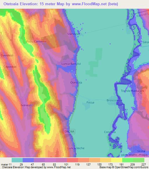 Otetoaia,Romania Elevation Map