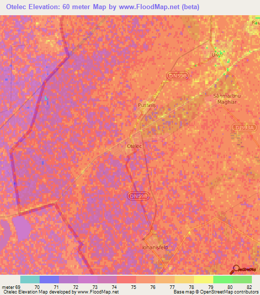 Otelec,Romania Elevation Map