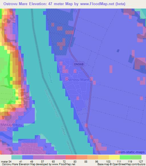 Ostrovu Mare,Romania Elevation Map