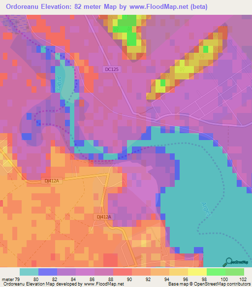 Ordoreanu,Romania Elevation Map