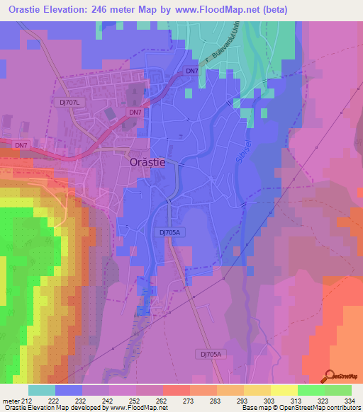 Orastie,Romania Elevation Map