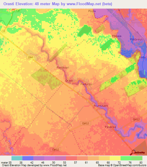 Orasti,Romania Elevation Map