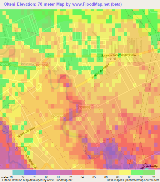 Olteni,Romania Elevation Map