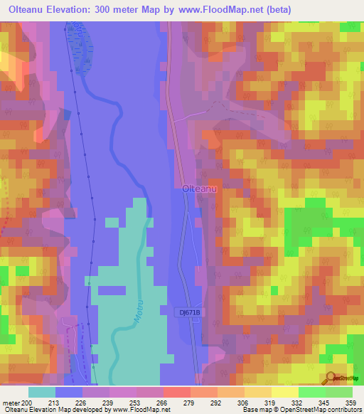 Olteanu,Romania Elevation Map