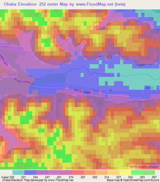 Ohaba,Romania Elevation Map