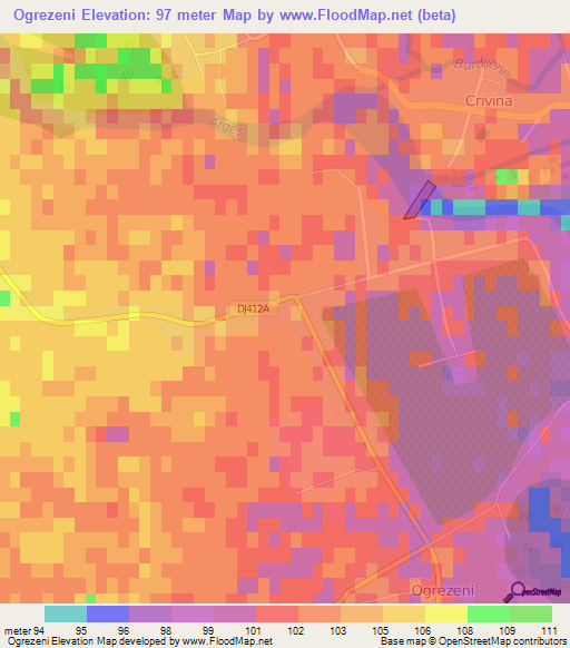 Ogrezeni,Romania Elevation Map