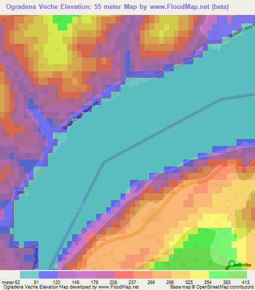 Ogradena Veche,Romania Elevation Map