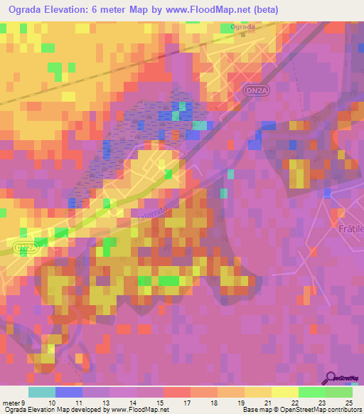 Ograda,Romania Elevation Map