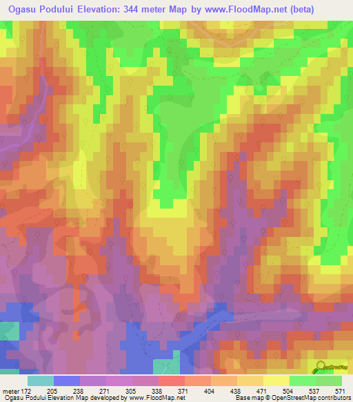 Ogasu Podului,Romania Elevation Map