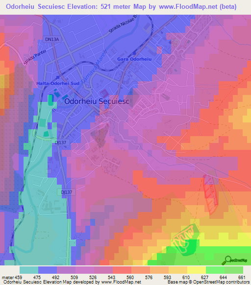 Odorheiu Secuiesc,Romania Elevation Map