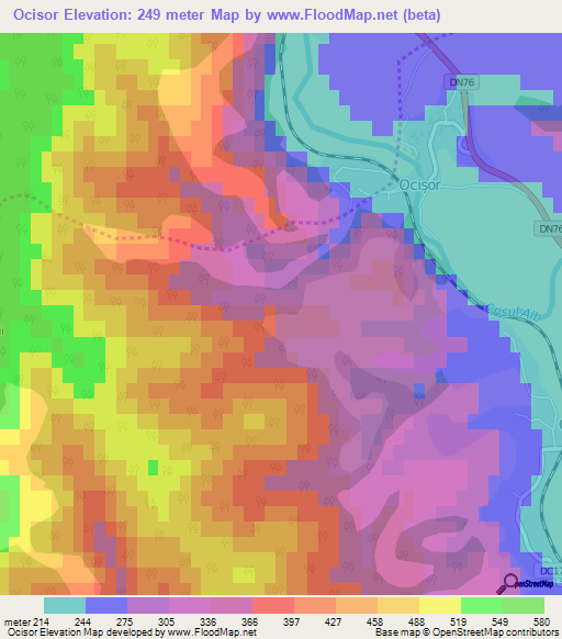 Ocisor,Romania Elevation Map