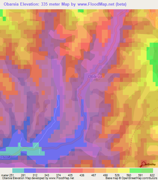 Obarsia,Romania Elevation Map