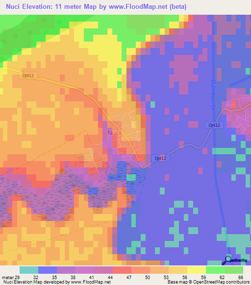 Nuci,Romania Elevation Map