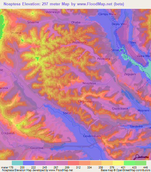 Noaptesa,Romania Elevation Map