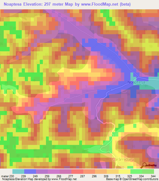 Noaptesa,Romania Elevation Map