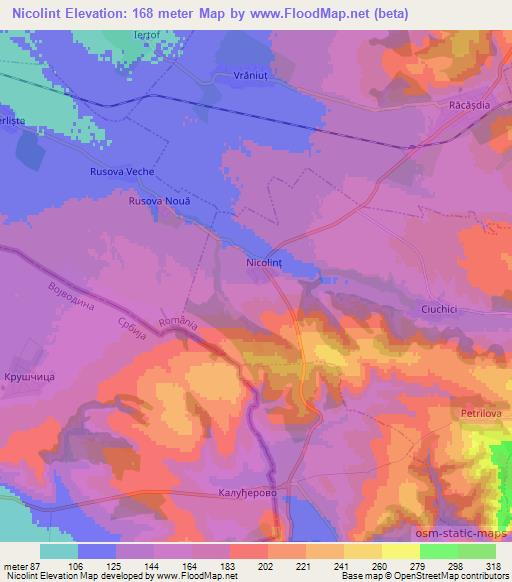 Nicolint,Romania Elevation Map