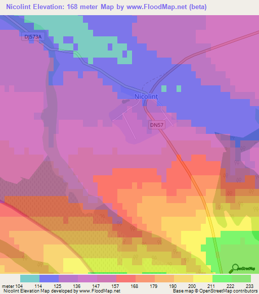 Nicolint,Romania Elevation Map