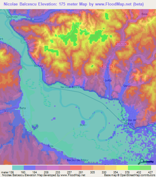 Nicolae Balcescu,Romania Elevation Map