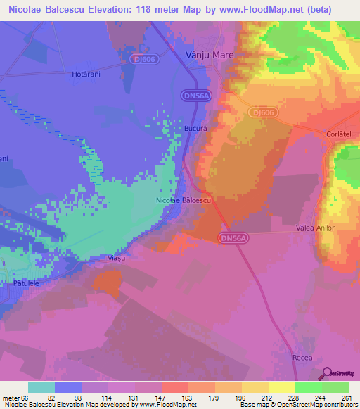 Nicolae Balcescu,Romania Elevation Map