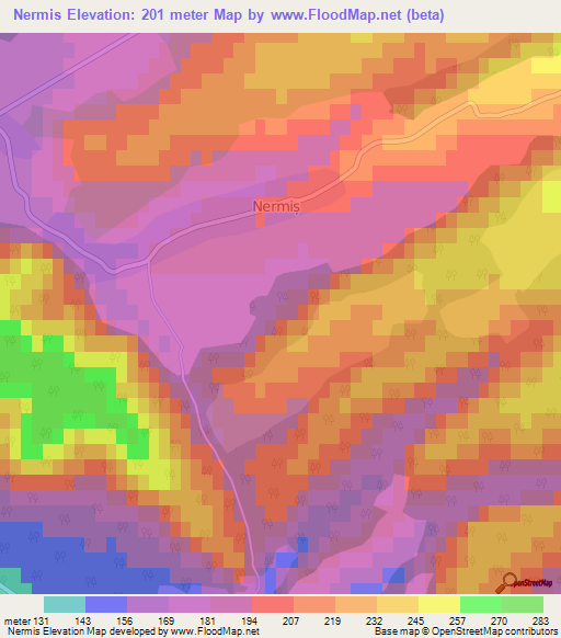 Nermis,Romania Elevation Map