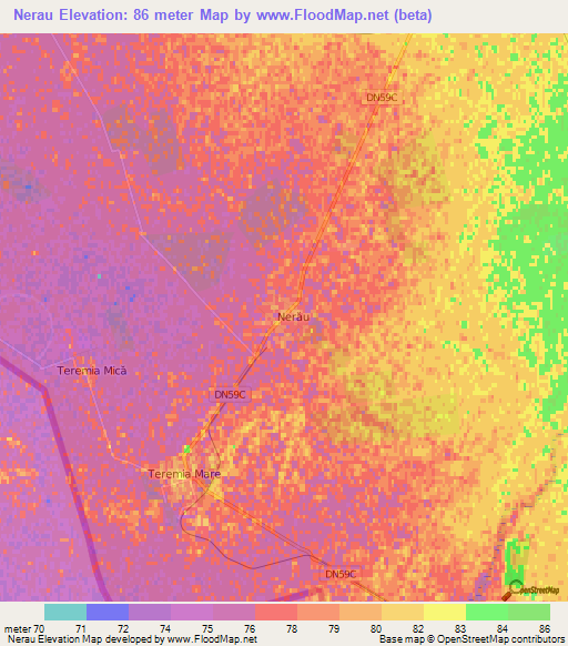 Nerau,Romania Elevation Map