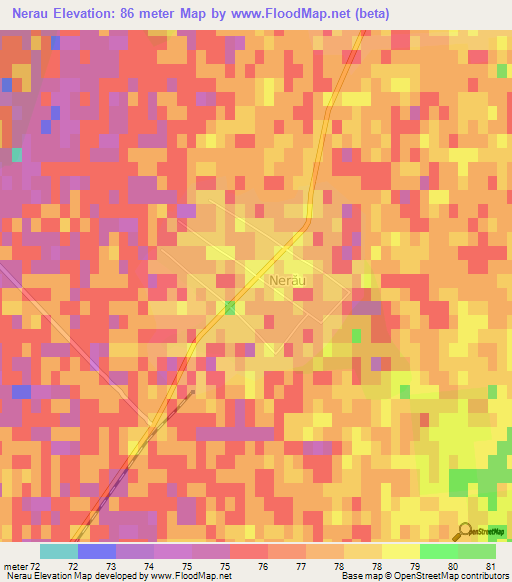 Nerau,Romania Elevation Map