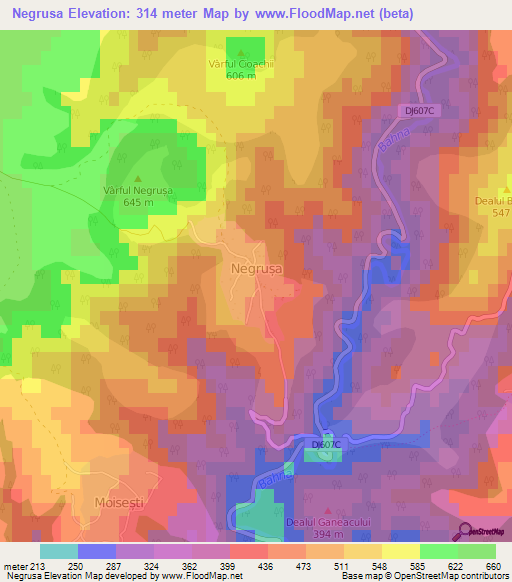 Negrusa,Romania Elevation Map