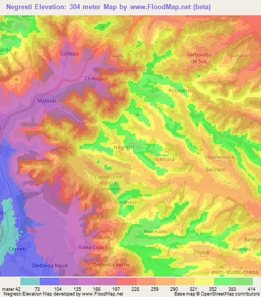 Negresti,Romania Elevation Map