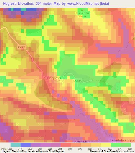 Negresti,Romania Elevation Map