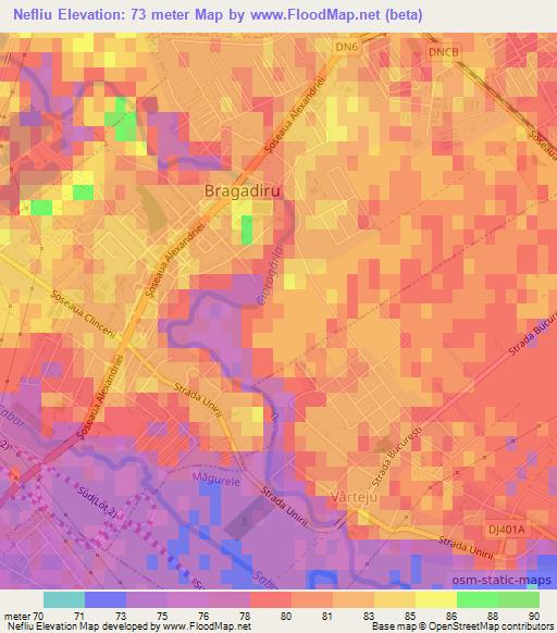 Nefliu,Romania Elevation Map