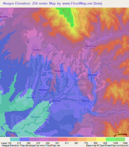 Neagra,Romania Elevation Map