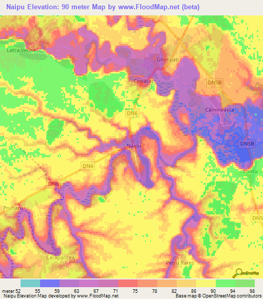 Naipu,Romania Elevation Map