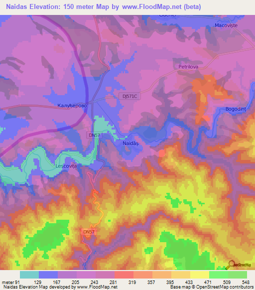 Naidas,Romania Elevation Map