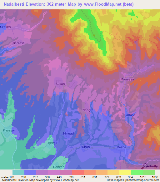 Nadalbesti,Romania Elevation Map