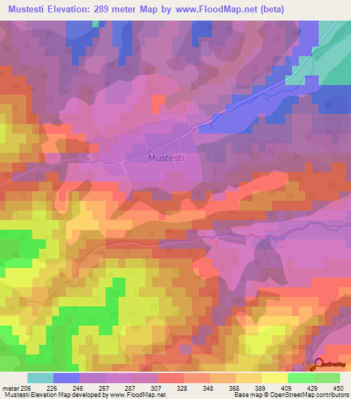 Mustesti,Romania Elevation Map