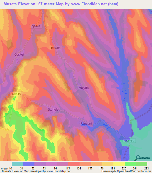 Musata,Romania Elevation Map