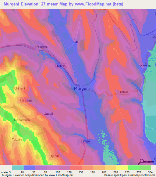 Murgeni,Romania Elevation Map