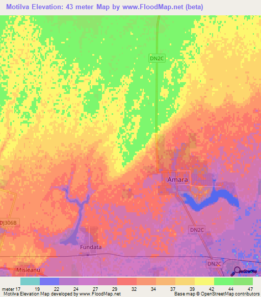 Motilva,Romania Elevation Map