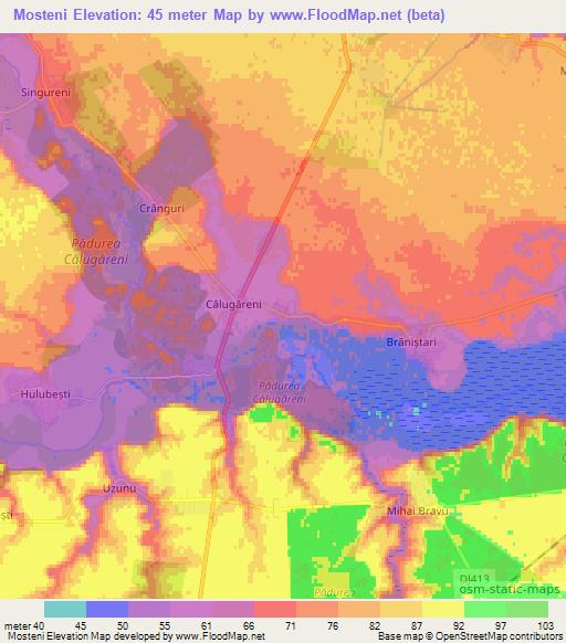 Mosteni,Romania Elevation Map