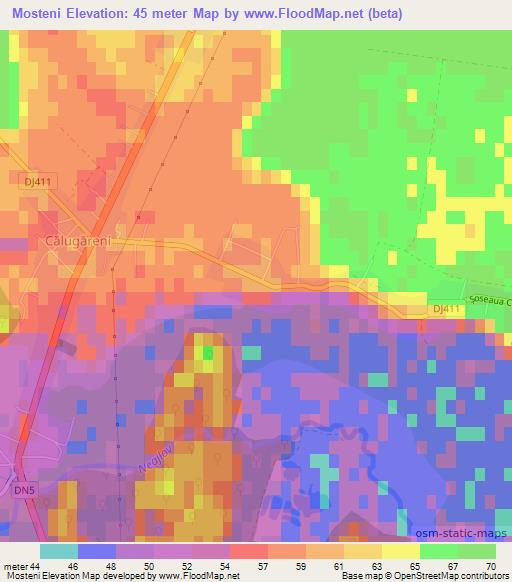 Mosteni,Romania Elevation Map