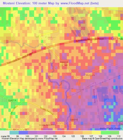 Mosteni,Romania Elevation Map