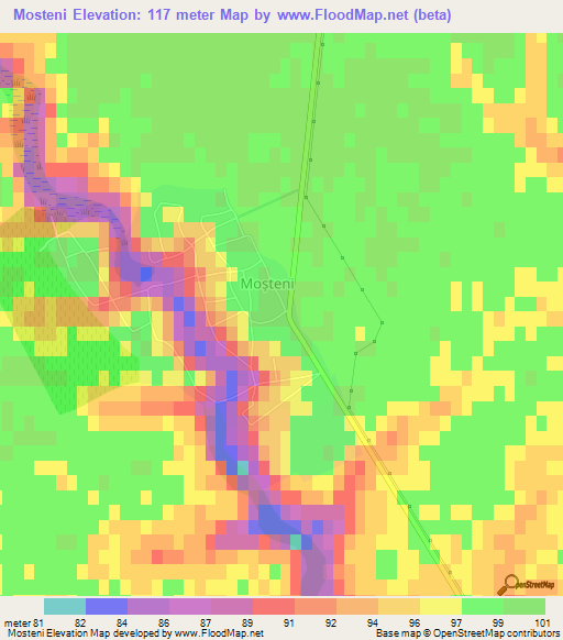 Mosteni,Romania Elevation Map