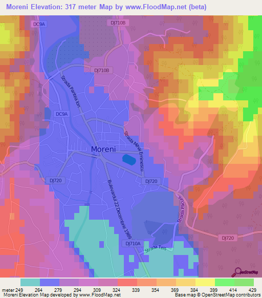 Moreni,Romania Elevation Map