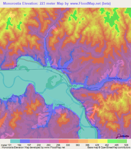 Monorostia,Romania Elevation Map