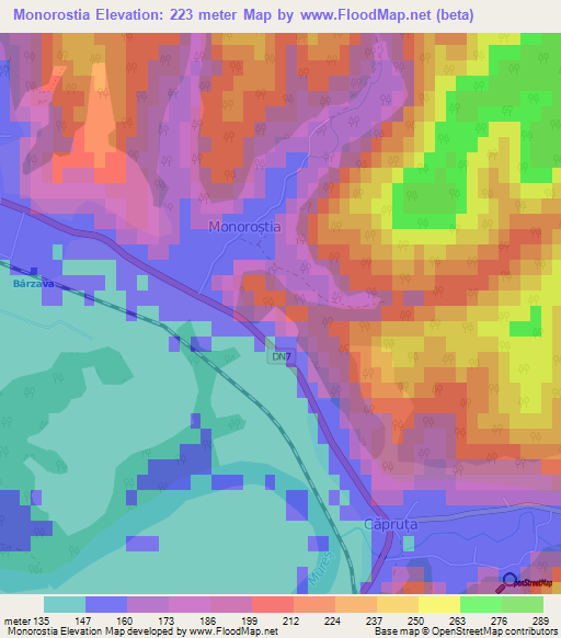 Monorostia,Romania Elevation Map